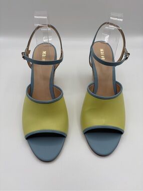 Maeve Anthropologie Colorblock Espadrille Wedge Sandals Blue Yellow Size 10